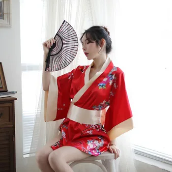 Женское Сексуальное Кимоно с Сакурой, Прекрасный японский форменный халат, Цветочный Халат, Короткий халат, Ночной халат, Модный Халат