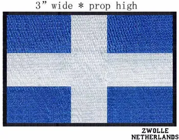 Зволле, флаг Нидерландов, нашивка с вышивкой шириной 3 дюйма для аппликации на платья/куртку для мотоцикла/синего цвета