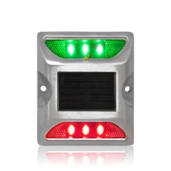 Зеленый красный светодиодный двухбоковый квадратный дорожный маркер, светодиодный дорожный стержень на солнечной батарее