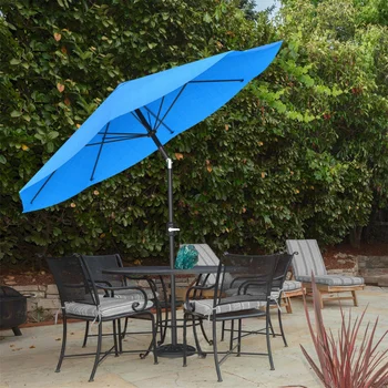 Зонт для патио Pure Garden с автоматическим наклоном, 10 футов из алюминия, легко заводится, ярко-синий зонтик plage sombrilla playa