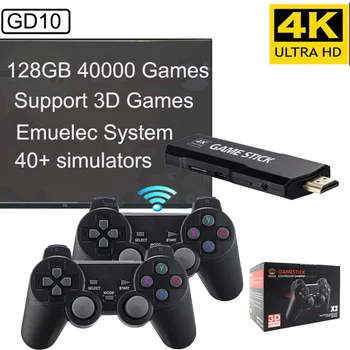 Игровая приставка 4k GD10 Ретро ТВ Игровая консоль HD Видео 128 Г 40000 + Игр Мини 3D Игровая Консоль Для PSP/PS1/N64 2,4 Г С двумя ручками