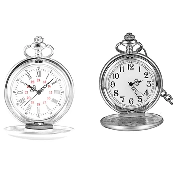 Карманные часы на цепочке из серебряного сплава, 2 предмета, карманные часы A & B