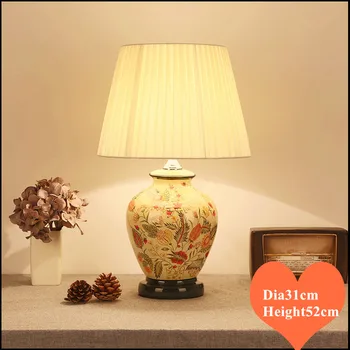 Керамические настольные лампы в китайском стиле с ветвями и листьями, светло-желтый тканевый абажур E27, светодиодная лампа для прикроватной тумбочки, фойе и чайной комнаты MF002