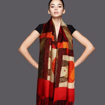Китайский шарф ручной работы, Женский Длинный шерстяной шарф, Красный нагрудник, Шаль, подходящее по цвету модное полотенце, подарочное произведение искусства