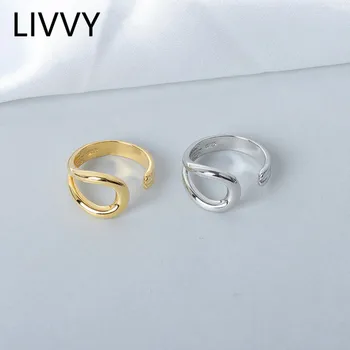 Кольца LIVVY серебристого цвета для женщин с геометрическим перекрестным переплетением, минималистичное кольцо, вечерние ювелирные изделия, подарки, тренд 2021