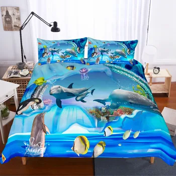 Комплект постельного белья с 3D принтом в виде животных, дельфин, подарочное постельное белье frinds, набор пододеяльников для пуховых одеял, домашний текстиль