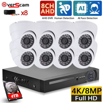 Комплект Системы безопасности 4K CCTV AHD Camera 8CH DVR Set Outdoor Street 8MP BNC bullet Camera Video Комплект Видеонаблюдения XMEYE 4CH