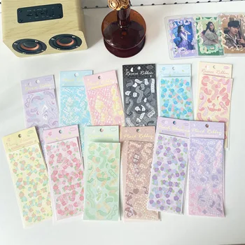 Корейские Ins Романтические цветущие наклейки, Лазерная лента, лента с розовой слизью, фотокарточка, Ручная запись, Материал для поделок