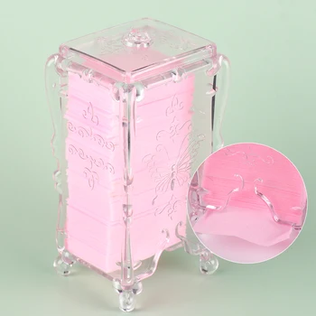 Коробка для хранения ногтей Прозрачная Розовая Бабочка Ациловые салфетки для ногтей Контейнер Для ватных дисков Органайзер для макияжа Маникюра Держатель Nail Toos SAG55