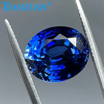 королевский синий сапфир овальной формы таиландской огранки, имитирующий камень, искусственный корунд, прозрачный сыпучий камень