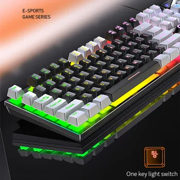 Красочная игровая клавиатура с USB-проводом в тон Механическая клавиатура с радужно-белой подсветкой для настольных ПК Gamer Эргономичная