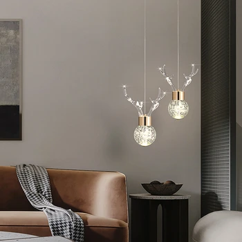 Креативная хрустальная люстра в скандинавском стиле, Современный подвесной светильник в виде оленьего рога, Гостиная, спальня, ресторан, индивидуальный подвесной светильник