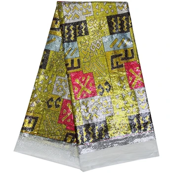 Кружевная ткань С блестками, Блестящее французское кружевное Вечернее платье, Африканское Нигерийское Кружево С блестками, 5 Ярдов
