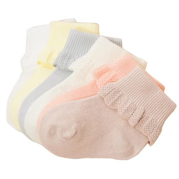 Кружевные носки Принцессы для девочек, Розовые Милые детские носки, Хлопковые детские винтажные носки до щиколотки с кружевными оборками, Новорожденный Белый Чистый бренд