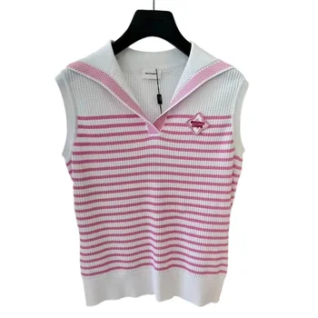 Летняя Женская одежда для гольфа 2023, вязаный жилет, топы без рукавов, тренировочная одежда, джерси для гольфа