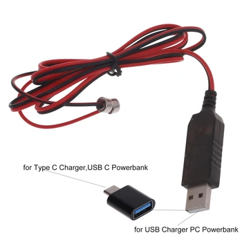 Магнитный кабель зарядного устройства USB, Шнур питания для литиевой батареи 3,7 В 14500 16340 26650, линия зарядки с адаптером Type-C