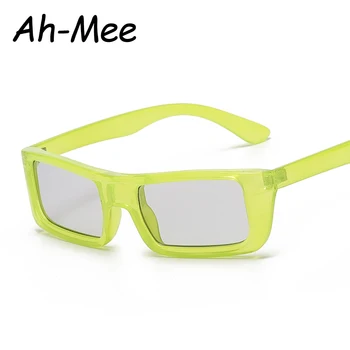 Маленькие Прямоугольные солнцезащитные очки для женщин, мужчин, Винтажные солнцезащитные очки цвета зеленого Желе Для женщин, модные очки UV400 Oculos
