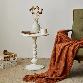 Маленький круглый столик из кованого железа в американском ретро стиле, Приставной столик для дивана, Спальня, гостиная, Журнальный столик, угловой столик