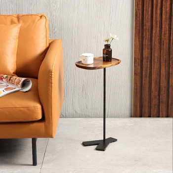 Мини-Минималистичный край дивана из массива дерева, Узкий журнальный столик, Прикроватный столик, легкая мебель для гостиной в американском стиле Ретро
