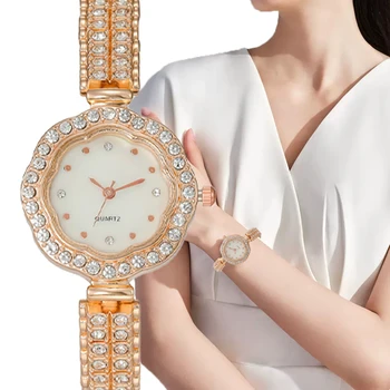 Модные женские часы с металлическим ремешком, Квадратная роскошная инкрустация стразами, полный бриллиантовый ремешок, кварцевые подарочные часы для женщин, часы