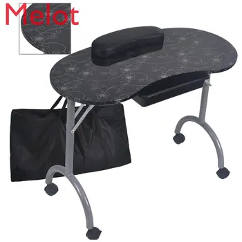 Модный узор с сумкой, устойчивый и прочный Съемный Портативный Складной Маникюрный столик, Маникюрный столик с выдвижным ящиком на колесиках MT-017F