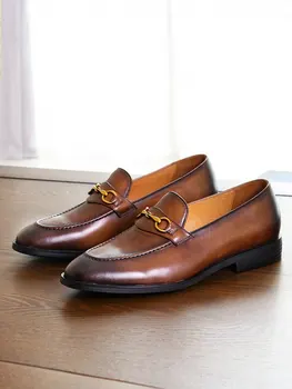 Мужская деловая официальная одежда, трендовая мужская обувь из натуральной кожи, повседневная обувь на одну ногу