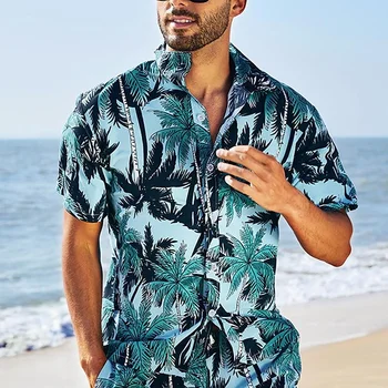 Мужская рубашка 2023 с 3D принтом, Рубашка с коротким рукавом, Топ для пляжного отдыха, Футболки, Летняя мужская одежда больших размеров Camisa Masculina