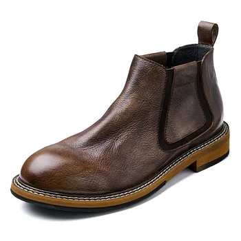 Мужские Ботинки из мягкой кожи Класса Люкс Из натуральной кожи 2023, Винтажные Модные черные ботинки 