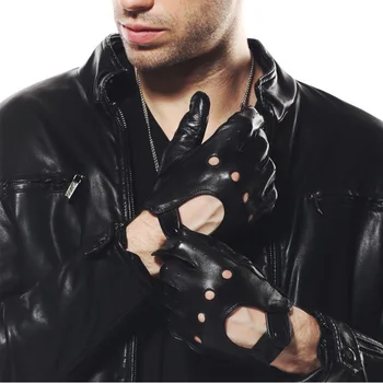 Мужские перчатки из натуральной кожи, Модные повседневные перчатки из овчины для вождения, дышащие кожаные перчатки с пряжкой на запястье и пятью пальцами M018W