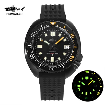 Мужские часы Heimdallr 44 мм PVD 6105 Turtle Diver Watch Japan NH35 Механизм Автоматический 200 М Водонепроницаемый Керамический Безель Наручные Часы