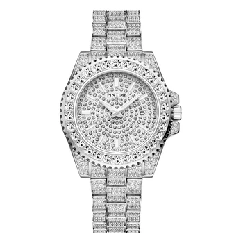 Мужские Часы PINTIME Роскошный Бриллиантовый ремешок Для часов Iced Out Водонепроницаемые Светящиеся Модные Кварцевые Наручные часы Бизнес Reloj Hombre
