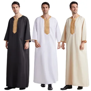 Мужское Мусульманское Платье Джубба Тобе Молитвенная Исламская Одежда Арабский Кафтан Однотонные Свободные Халаты С Коротким Рукавом Абая Ближний Восток Плюс Размер