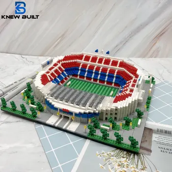 Мы ПОСТРОИЛИ Модель футбольного стадиона в стиле Барселоны, Микро-Мини-Кирпичи, Архитектурное Футбольное поле, Строительные блоки, Игрушки для взрослых