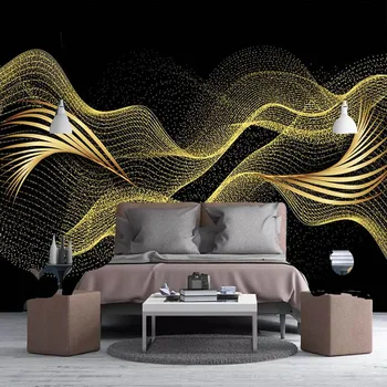 На заказ Любой Размер Настенные обои Современный Креативный Свет Роскошная 3D Фреска Golden Line Гостиная телевизор Диван Спальня Papel De Parede