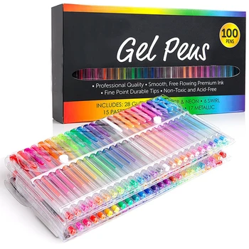 Набор гелевых ручек Aibelle 100 цветов, набор блестящих гелевых ручек для взрослых, раскраски, журналы, Маркеры для рисования