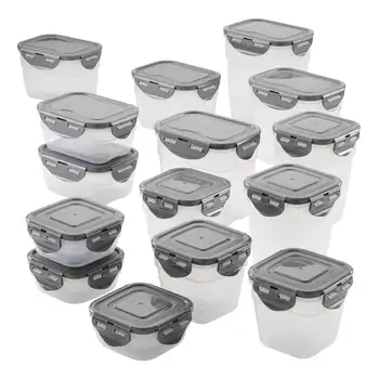Набор герметичных контейнеров для хранения продуктов Rachael Ray из 30 предметов с серыми крышками