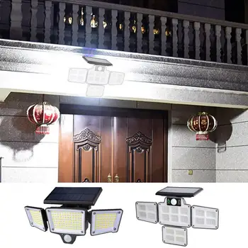 Наружный солнечный свет, Новый дизайн, прожекторные настенные светильники с датчиком движения, дистанционное управление, водонепроницаемые солнечные светильники для обеспечения безопасности