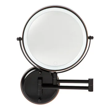 Настенное зеркало DUTRIEUX, Современное бронзовое настенное 8-дюймовое круглое светодиодное зеркало, натертое маслом, ， зеркало для ванной комнаты со светодиодной подсветкой