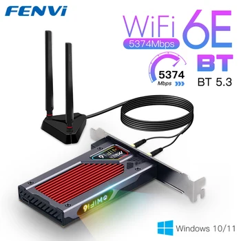 Настольный Wi-Fi Fenvi 6E AX210 PCIe WiFi Адаптер 2,4 ГГц/5G/6G Bluetooth 5,3 802.11ax Intel AX210NGW Беспроводная карта Wifi6 Windows 10