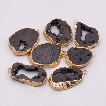 Натуральный черный кристалл кварца, подвески-друзы, аксессуары для ожерелья, агаты, друзы для изготовления ювелирных изделий, ожерелье ручной работы для женщин