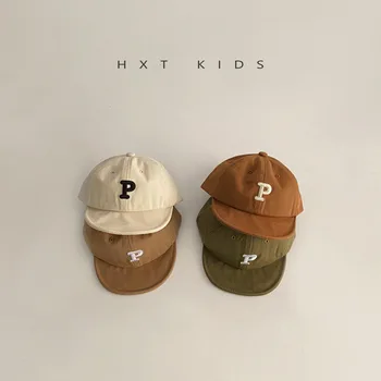 Новая Детская шляпа без полей с буквенным принтом, Кепки в стиле хип-хоп для маленьких мальчиков и девочек, Корейские Однотонные Крутые Регулируемые Детские Шапки Beanie