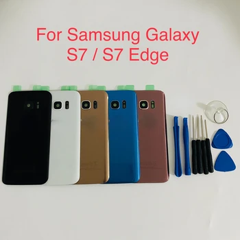 Новая Задняя Стеклянная Крышка Батарейного Отсека Для Samsung Galaxy S7 G930 G930F G930FD S7 Edge G935 G935F G935FD + Наклейки Для Объектива камеры
