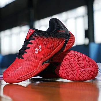 Новая профессиональная красная спортивная обувь унисекс для бадминтона, высококачественные дышащие мужские теннисные туфли, удобные женские кроссовки для тренировок