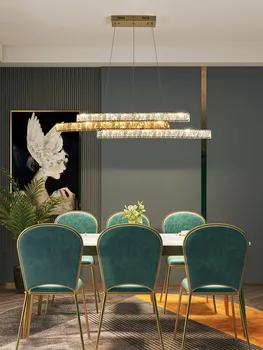 Новая ресторанная люстра, современный креативный атмосферный обеденный стол высокого класса, Длинный светильник, роскошная хрустальная ресторанная люстра