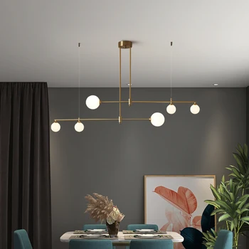 Новая Скандинавская люстра для столовой, кухни, гостиной, подвесной светильник, Медно-золотой дизайн, подвесной светильник G9