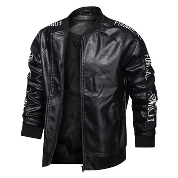 Новое поступление, осенняя кожаная куртка, мужская мода, бейсбольный воротник, пальто из искусственной кожи, Мужская мотоциклетная куртка Европейского размера S-XXXL