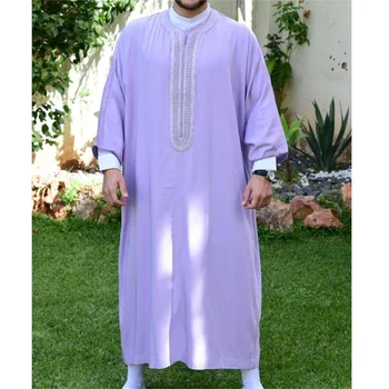 Новые арабские мужские халаты, европейские и американские мусульманские кафтаны с вышивкой, кимоно Abaya
