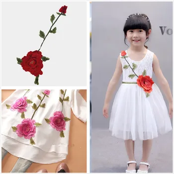 Новые водорастворимые наклейки с вышивкой в виде цветка Розы, аксессуары для одежды, аксессуары для детской одежды, тканевые наклейки