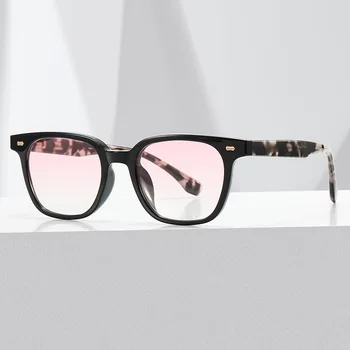 Новые квадратные солнцезащитные очки с анти-синим светом, Сетчатые красные веганские трендовые очки, женская плоская оправа для очков