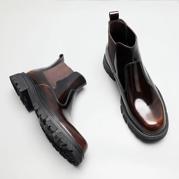 Новые Мужские ботинки в деловом стиле, Трендовые кожаные ботинки 